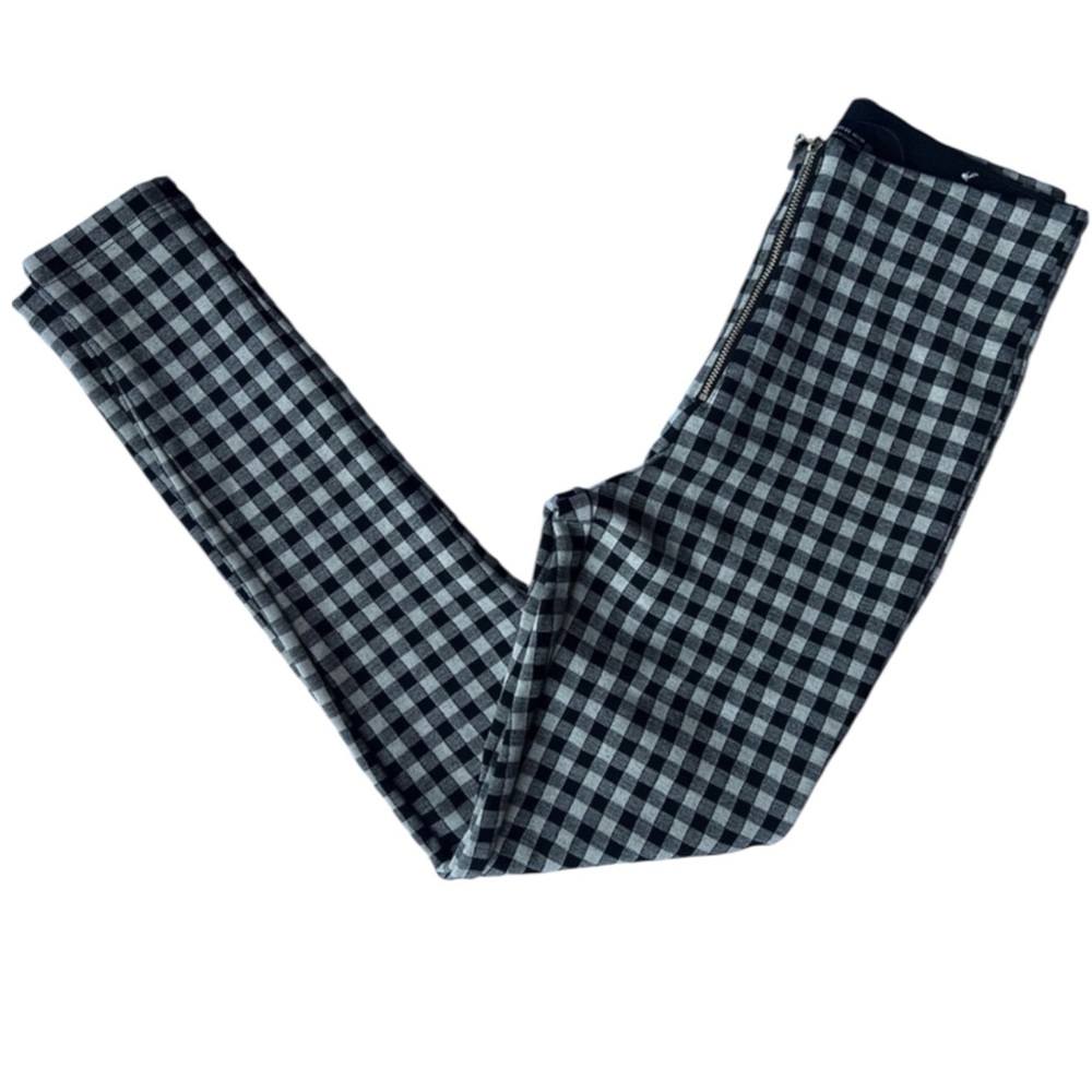 ZARA Gingham Checkered High-Waisted Skinny Pants in Black/White Size Small - Picture 4 of 13